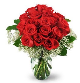 25 adet kırmızı gül cam vazoda  Erzurum 14 şubat sevgililer günü çiçek 