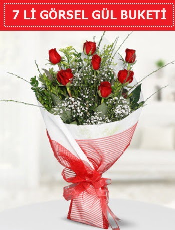 7 adet kırmızı gül buketi Aşk budur  Erzurum uluslararası çiçek gönderme 