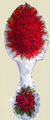 Çift katlı kıpkırmızı düğün açılış çiçeği  Erzurum çiçek gönderme 
