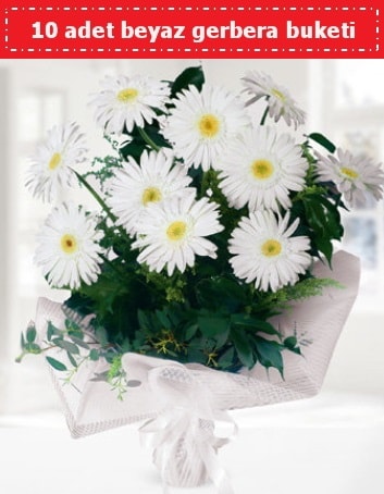 10 Adet beyaz gerbera buketi  Erzurum 14 şubat sevgililer günü çiçek 